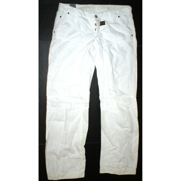 New NWT Womens Designer G-Star Originals Raw Denim White Pants Zipper 31 Tall 34